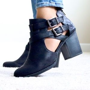 Charlotte Russe Black Ankle Block Heel Booties